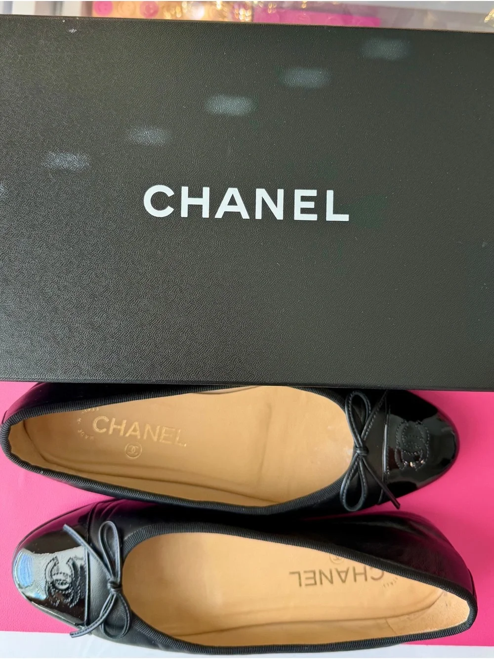CHANEL Ballet Flats Lambskin & Patent Calfskin